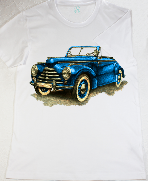 Camiseta Chico Manga Corta - Coche Antiguo Azul