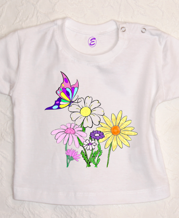 Body Bebé Manga Corta - Flores y Mariposas