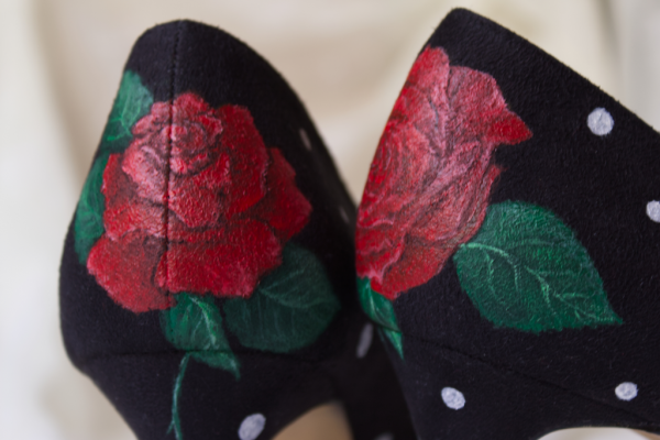 Zapatos Tacón Medio Ante - Rosas y Lunares