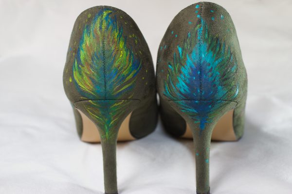 Zapatos Tacón Medio Napa - Plumas de Colores